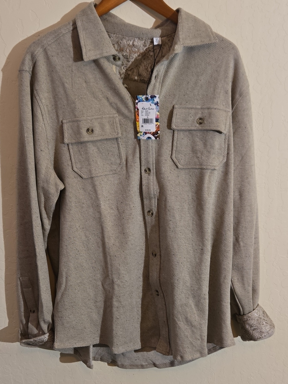 Light Beige Button-Up Shirt Jacket